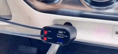 CarQust™ 100W Metal Fast Car Charger | 4-in-1 USB-C & Type-A Adapter