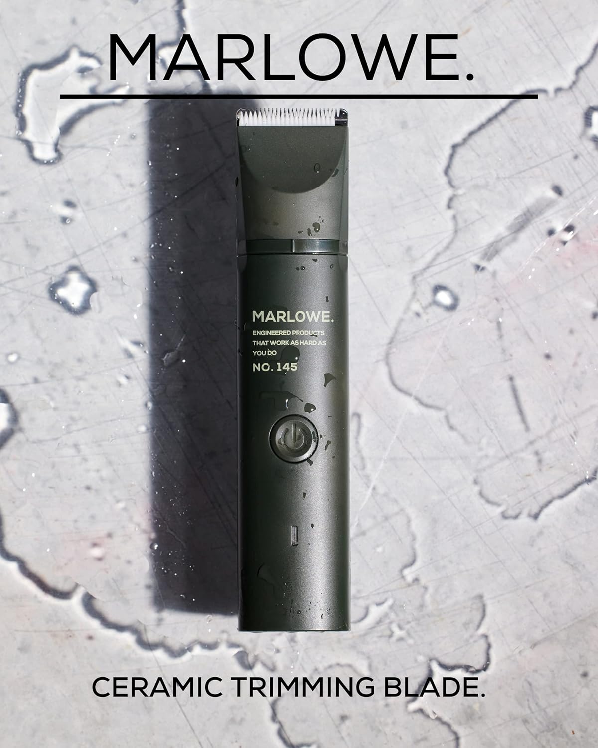 No. 145 Body Hair Trimmer for Men, Forest Black, Lightweight Waterproof Personal Groomer, Ceramic Blades, Adjustable Comb Lengths & Rechargeable Battery for Head to Toe Male Grooming