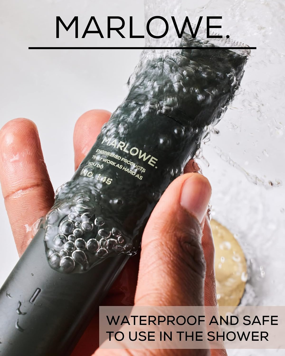 No. 145 Body Hair Trimmer for Men, Forest Black, Lightweight Waterproof Personal Groomer, Ceramic Blades, Adjustable Comb Lengths & Rechargeable Battery for Head to Toe Male Grooming